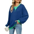 thumbnail image 5 of SHIBEVER Sweatshirts for Women Long Sleeve Tops Pullover Oversized Shirts Fashion Color Block Casual Crewneck Loose T-Shirts Fall Clothing Outfits Tunic Tops Size S, 5 of 6