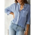 thumbnail image 2 of jinghuiyue Women Button-Down Shirts Striped Long Sleeve Collared Dressy Office Casual Loose Fit Blouse Tops with Pocket M, 2 of 6