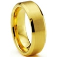 thumbnail image 2 of Charming Jewelers Tungsten Wedding Band Ring 8mm for Men Women Comfort Fit 18K Yellow Gold Plated Beveled Edge Brushed Polished Lifetime Guarantee Size 9.5, 2 of 5