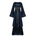 thumbnail image 2 of Zpanxa Renaissance Dress for Women, Gothic Halloween Costume Medieval Wedding Dress, Solid Splicing Flared Long Sleeve Princess Dress, Gothic Victorian Vampire Maxi Dress Navy XL, 2 of 5