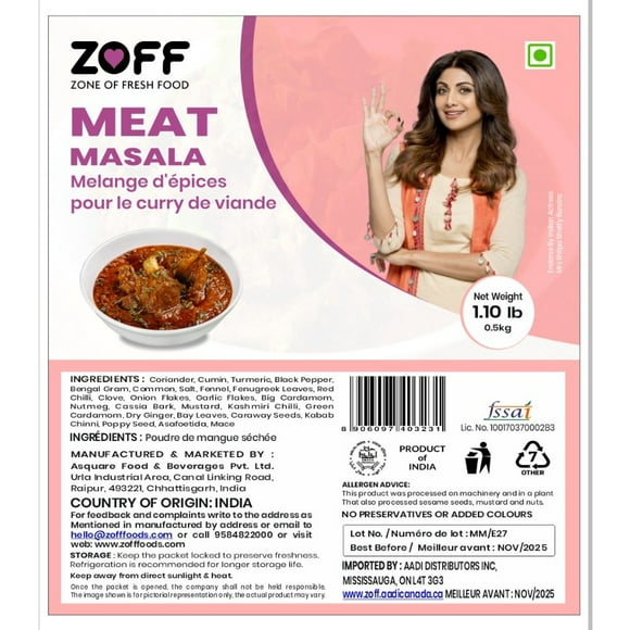 ZOFF Meat Masala (500g | 1.10lb) | All Natural | No Colors | Indian Origin | Spice mix for Meat curries