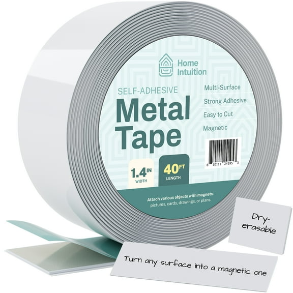 Home Intuition Self Stick Flexible Steel Metal Tape Roll for Magnets, 1.4" x 40 feet, White