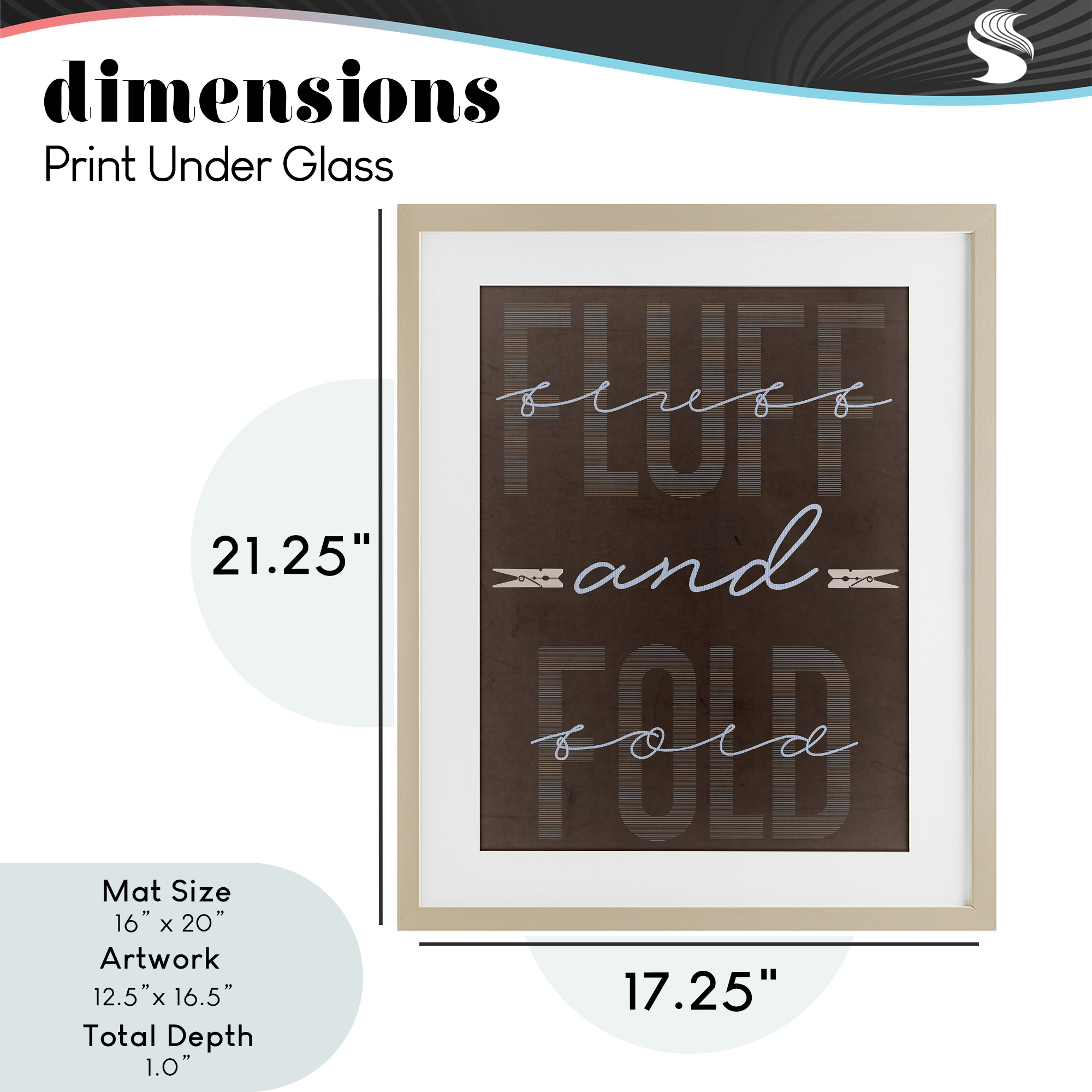 Fluff And Fold Brown Minimal Birch Framed Print Under Glass, design by Marcus Prime