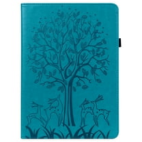 ELEHOLD for Amazon Kindle Fire Max 11 Case (13th Generation, 2023 Release) 11" Flip Leather Case with Card Slots Kickstand Pencil Holder Tree and Deer Pattern Skin-Touch Shockproof Cover,Blue