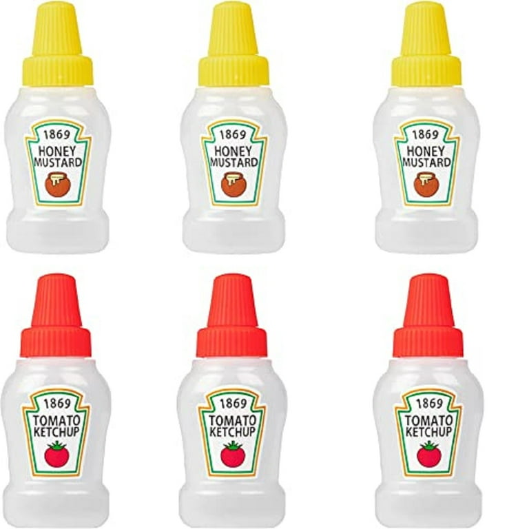 Slopehill 6 Pieces Mini Condiment Squeeze Bottles Plastic Tomato Ketchup Bottle Cute Squirt Honey Salad Dressing Container Bento Box for Camping