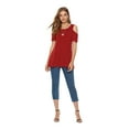 thumbnail image 3 of CEASIKERY Women's Casual Cold Shoulder Tunic Tops Loose Blouse Short Sleeve Shirts, 3 of 5