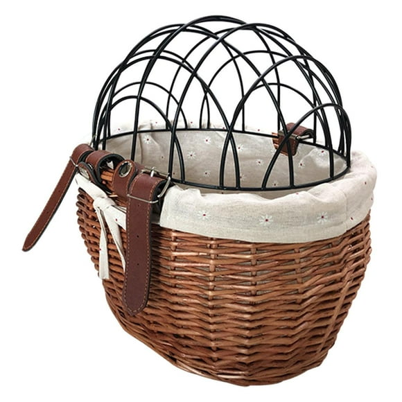 Retro Bike Basket Wicker Woven Front Basket Handlebar Storage Basket