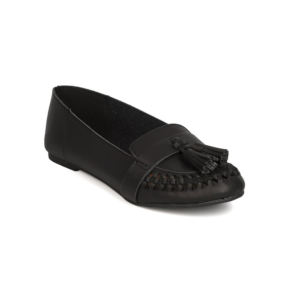 Qupid - New Women Qupid State-10 Leatherette Tasseled Weaved Slip On Loafer - Walmart.com
