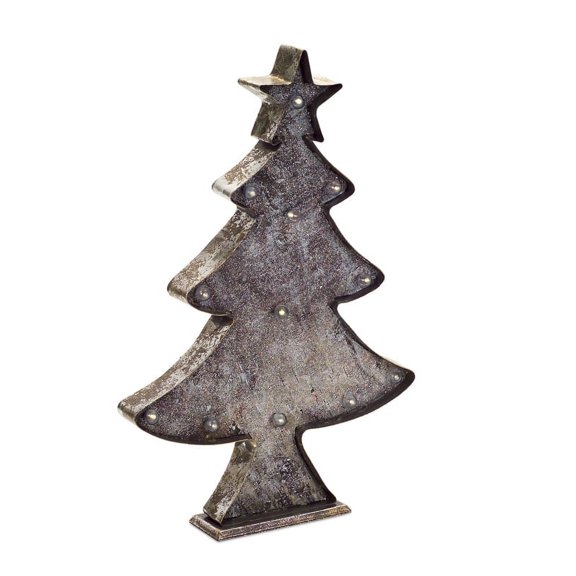 Melrose LED Lighted Metal Christmas Pine Tree with Timer - 19" - Clear Lights