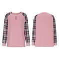 thumbnail image 7 of Lenpel Women's Crewneck Sweatshirts Plaid Long Sleeve Color Block Tunic Tops Casual Pullover Sweatshirts Fall Winter Fashion Outfits(Pink,X-Large), 7 of 7