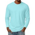 thumbnail image 2 of Dresfit Men's Big and Tall Shirts Solid Color Thermal Shirt Fall Stretch Crew Neck Long Sleeve Athletic Tops 2025 Plain Knit Oversized Pullover Tops Sky Blue S, 2 of 7