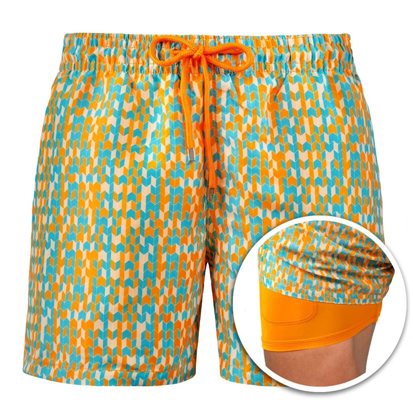 Mens Swim Trunks Double Layer Quick Dry 