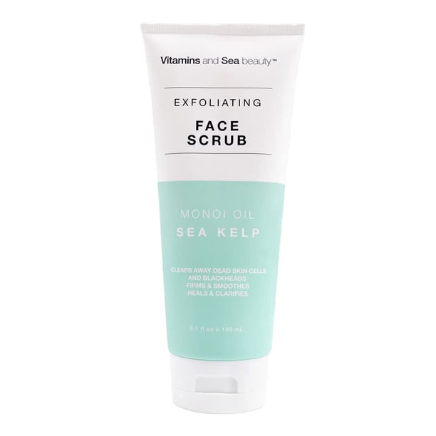 Vitaminas y Sea Beauty Hidratante Exfoliante Limpiador Facial Exfoliante Limpiador Profundo de Poros con Aceite Monoi y Algas Marinas Cuidado de la Piel 5.1 Fl Oz