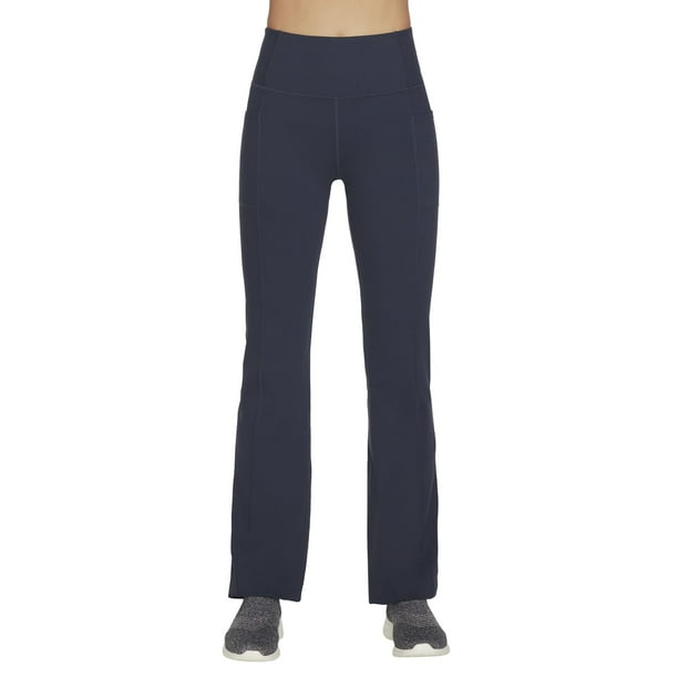 Pantalones Skechers GO Walk, cintura alta, acampanados, azul iris, mujer, talla XS