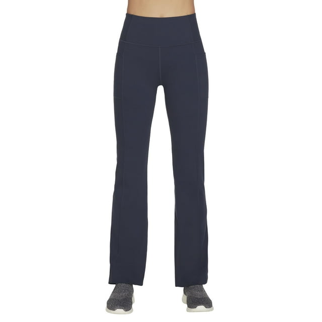 Pantalones Skechers GO Walk, cintura alta, acampanados, azul iris, mujer, talla XS