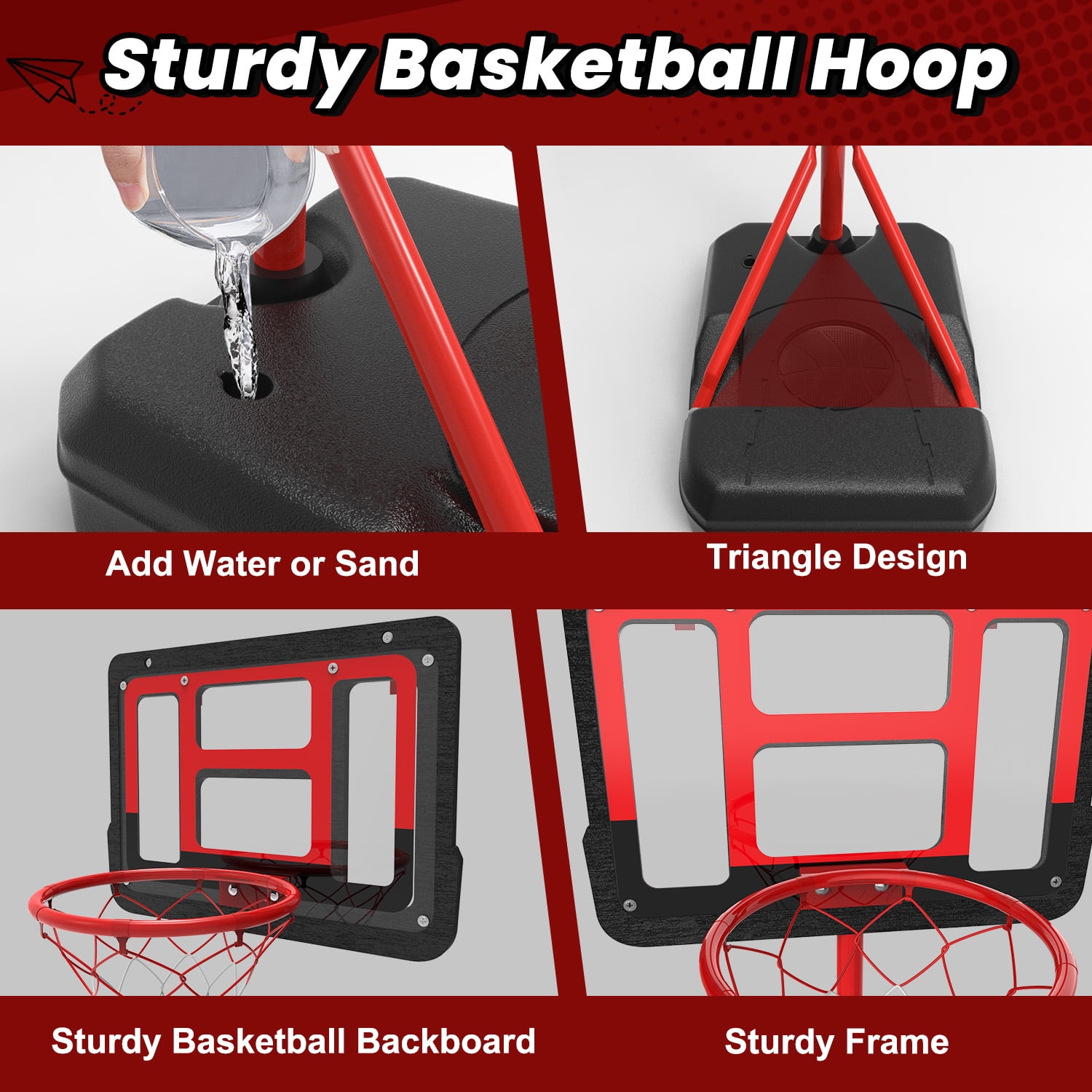 JoyStone Kids Basketball Hoop with Stand, Adjustable Height 3.5FT-6.2FT Toddler Basketball Goal Indoor Outdoor Sport Game Gifts for Boys