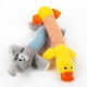 thumbnail image 3 of Juguete de peluche de elefante de cuatro patas para mascotas, juguete para perro con forma de cerdo y pato rosa a rayas que hace sonidos, 3 of 5