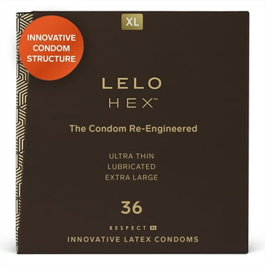 LELO HEX Respect XL 36 Pack Thin Latex Large Condoms for Enhanced Strength and Comfort