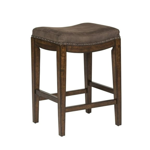 Aspen Skies Medium Brown Upholstered Console Stool