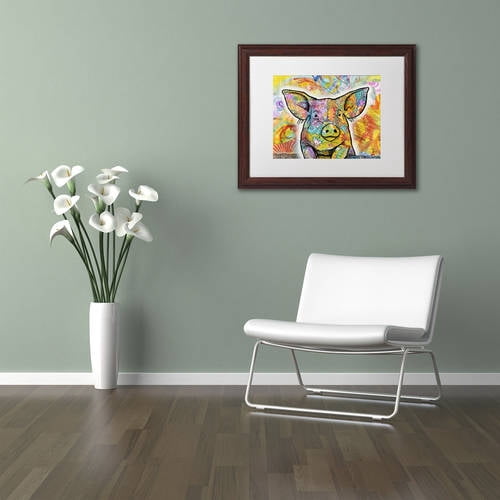 Trademark Fine Art 'The Pig' Canvas Art by Dean Russo, White Matte, Wood Frame