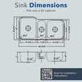 thumbnail image 4 of Houzer Medallion Gourmet 40 in Stainless Steel Undermount Triple Bowl Kitchen Sink with Strainer and Grid - MGT-4120-C, 4 of 11