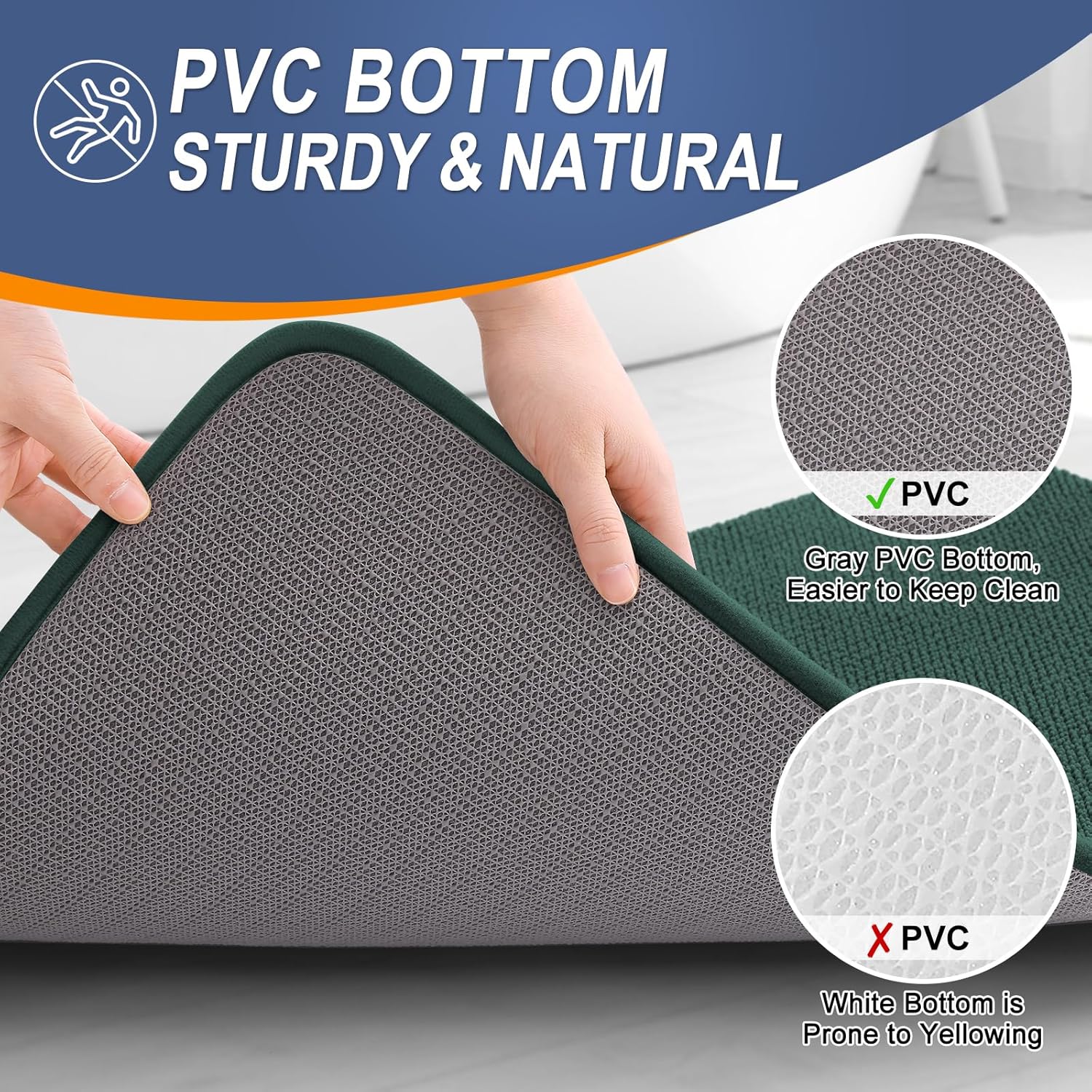 Thick Memory Foam Bath Mat Rug 24x16, Extra Soft Absorbent Bathroom Rug, Quick Dry Bath Mats, Non-Slip, Machine Washable Carpet for Bathroom, Tub and Shower, Home Decor Accessories, Beige