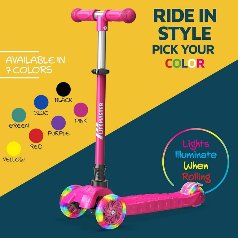 Lifemaster Mini 3-Wheel Kids Scooter with Multi-Color Wheel