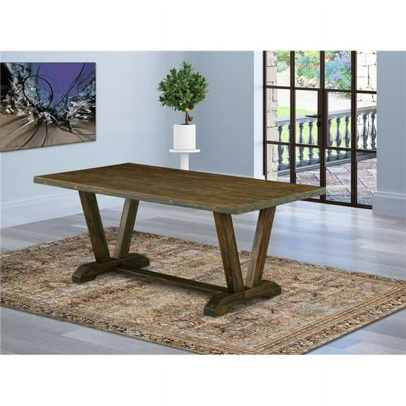 40 x 72 in. V-Style Dining Table with Distressed Jacobean 418 Leg & Distressed Jacobean 418 Top