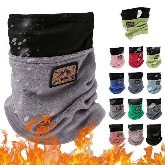 Tanhomme 2Pack Neck Warmer Gaiters Winter Neck Scarves Fleece Cold Weather Gear Ski Autumn Winter Printed Warm Short Plush Neck Cover Men Women Single Circle Double Knit Bib Neck Cover Bib