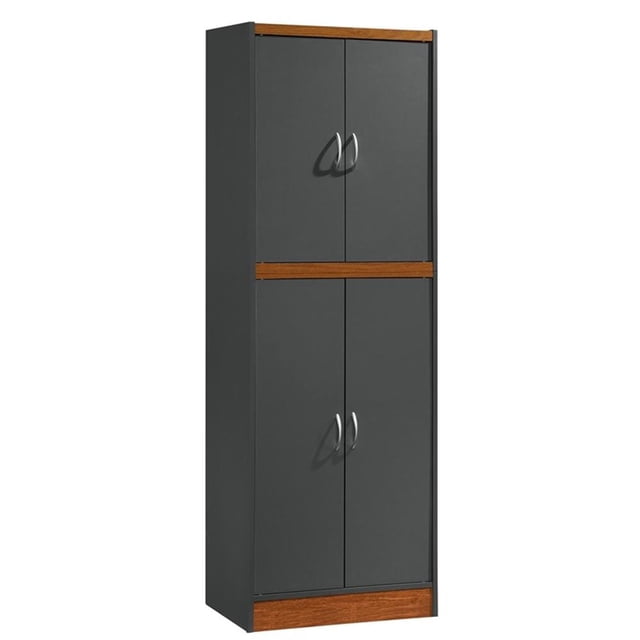 Hodedah Dining Room Storage 4 Door Kitchen Pantry China Cabinet, Grey Oak