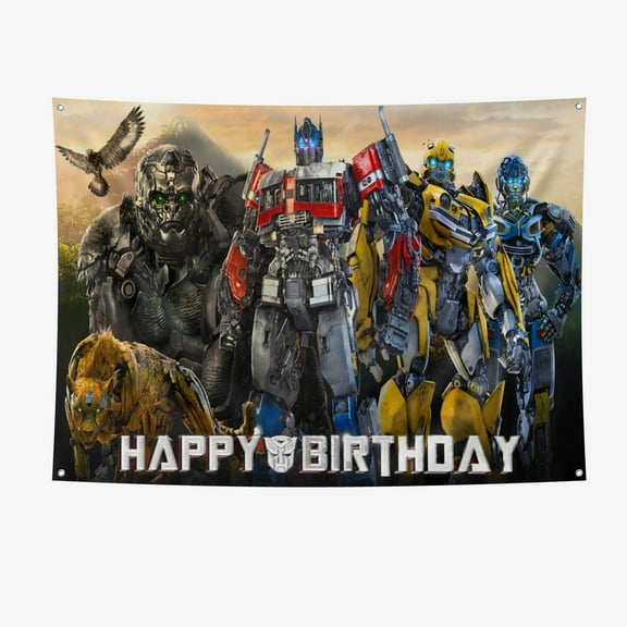 Transformers Party Supplies Happy Birthday Banner 7*5FT Large Size Transformers Party Decoration