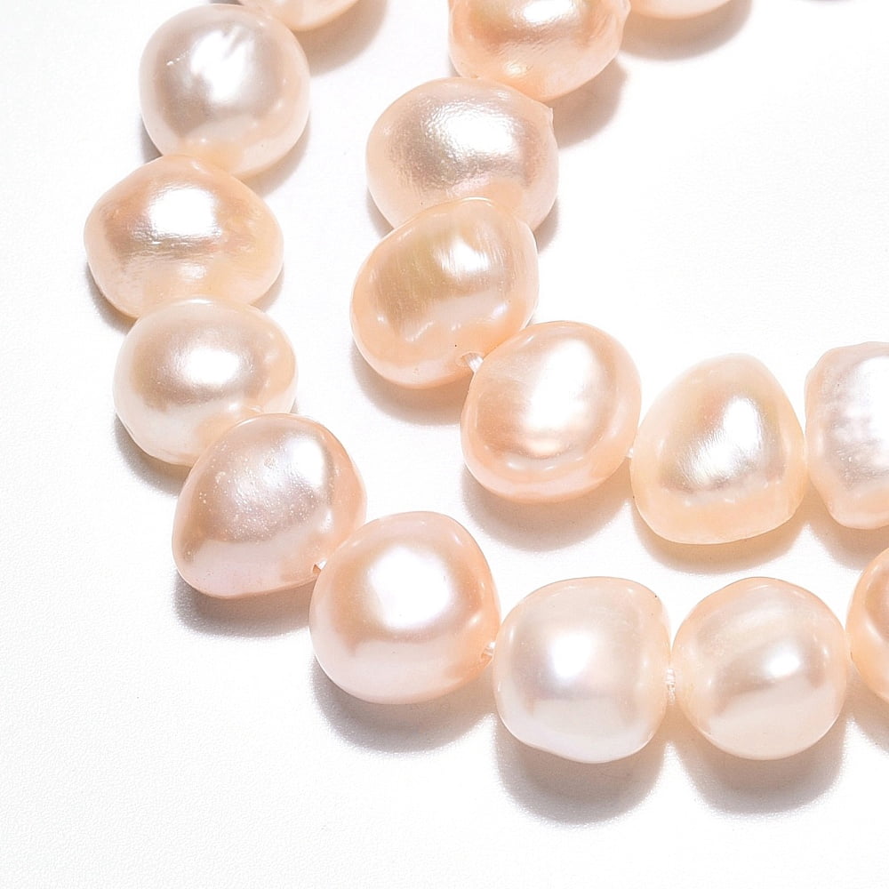 2 strand Natural Cultured Freshwater Pearl Beads Strands Two Sides Polished PeachPuff 7~10x7~11x5~8mm Hole: 0.6mm 40~42pcs/strand 13.58~14.17 inch(34.5~36cm)