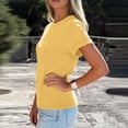 thumbnail image 5 of WULMLEO Women's Casual Cotton T-Shirt Rolled Cuff Short Sleeve Tops Lightweight Summer Top for Beach Trips Errands Yellow M, 5 of 7