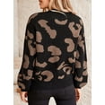 thumbnail image 2 of Cupshe Knitwear Animal-Leopard Sweater for Women Round Neck Banded Trim Casual Pullover Sweater, 2 of 5