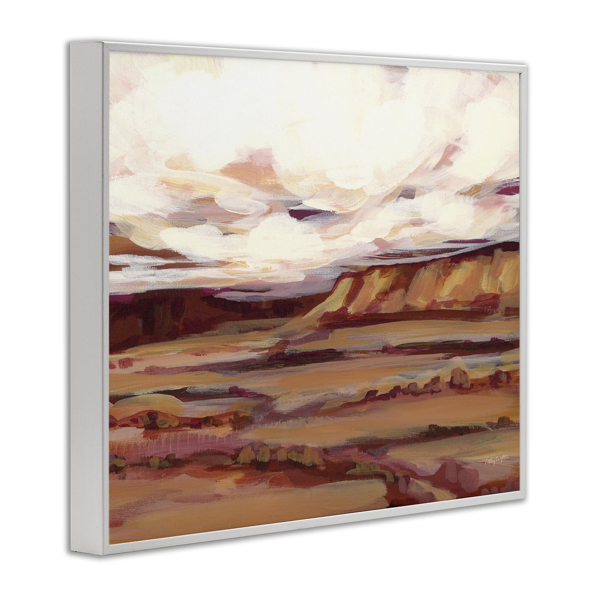 Stupell Industries Mauve Mesa Landscape Landscape Painting White Framed Art Print Wall Art, 14 x 11