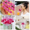 thumbnail image 5 of GoXteam 100pcs Pink Flamingo Drinking Straws, Disposable Honeycomb Plastic Straws, Tropical Hawaiian Beach Cocktail Pool Luau Party Decorations Supplies, 5 of 7