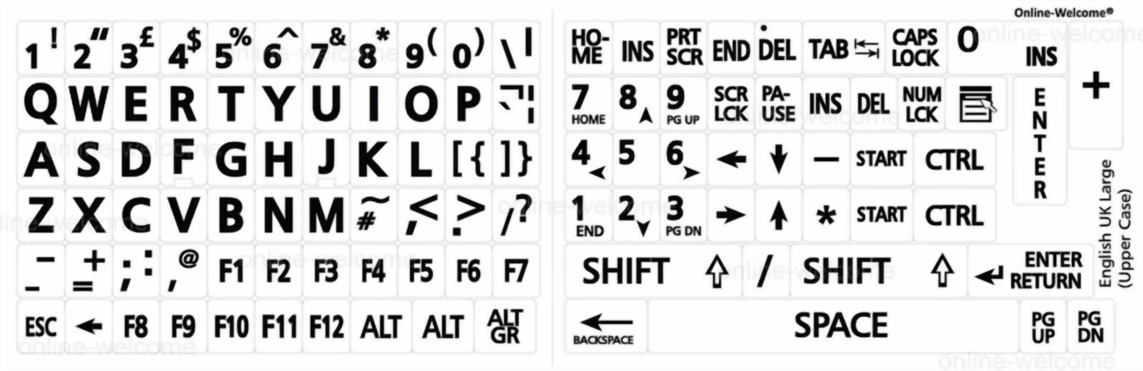 BUTTERFLY- English Uk Large White Letters Keyboard Sticker