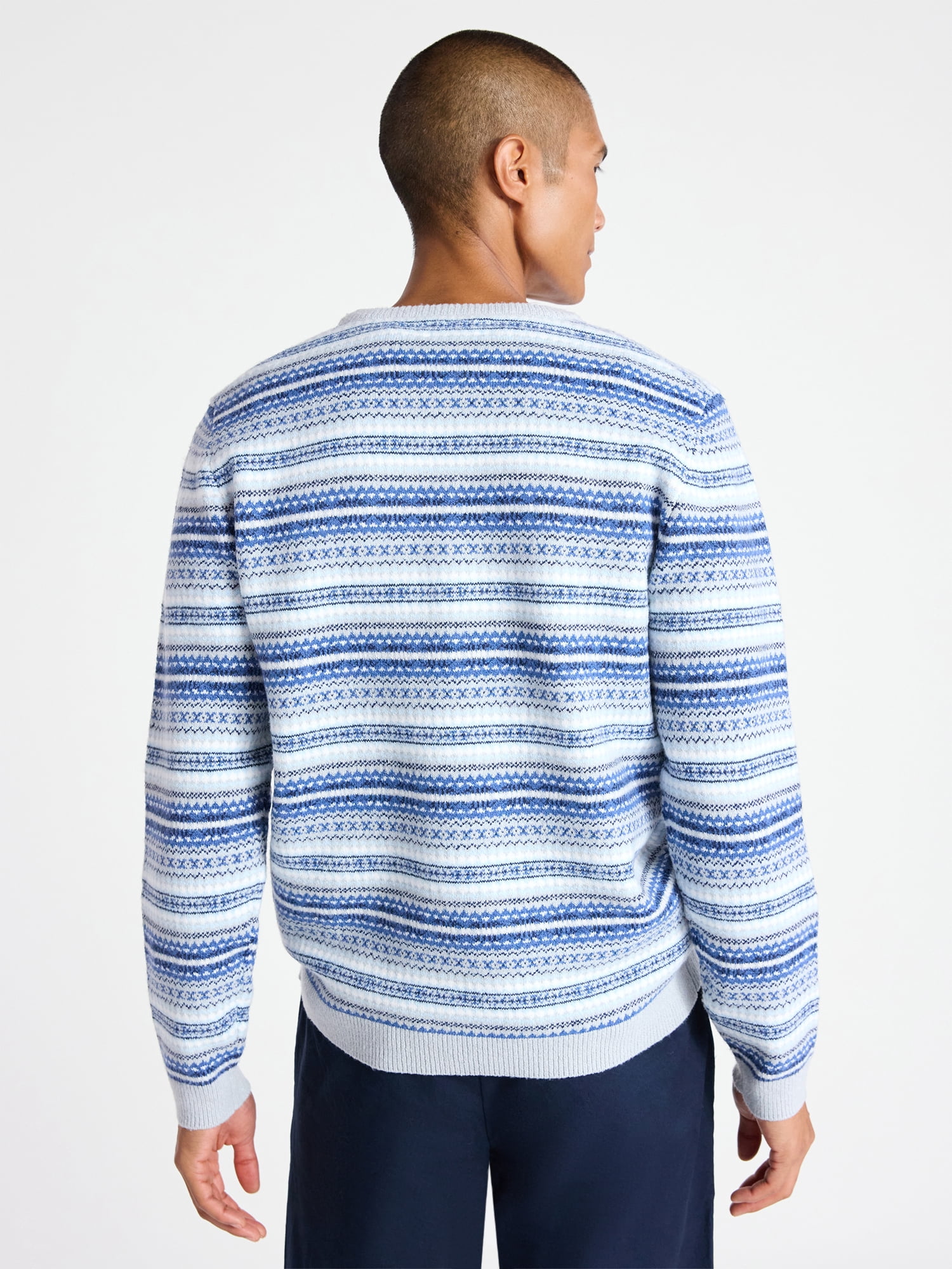 Free Assembly Men's Fair Isle Sweater with Long Sleeves, Size XS-3XL