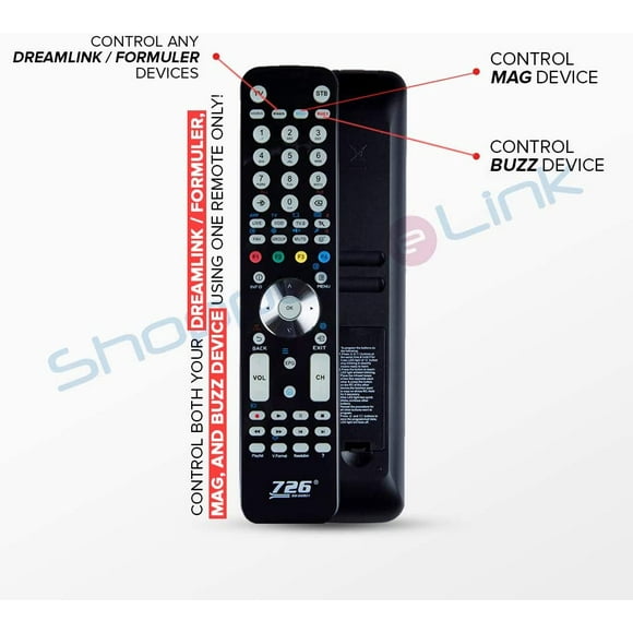 726 Universal (one) Remote Control for Dreamlink/Formuler, Buzz TV, Mag Set-Top-Box (Pack of 1)