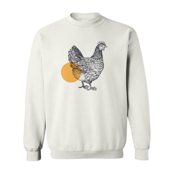 Hen Sketch And Yellow Circle Sweatshirt Women -Image by Shutterstock, Female x-Large
