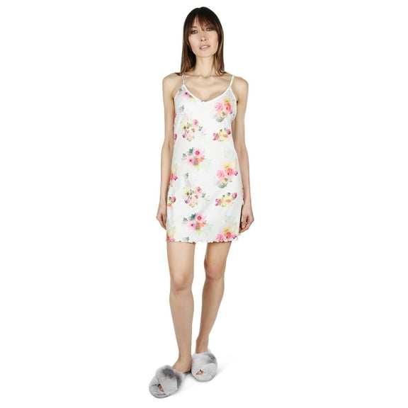 MeMoi Women's Scalloped Edge Floral Chemise - Womens - Female (XS, Blush)