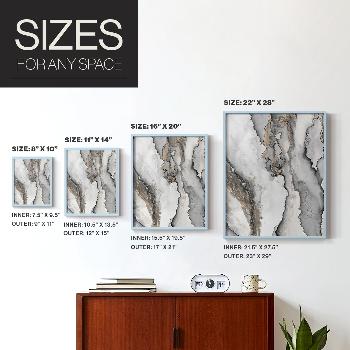Abstract Ink Fantasy III in Paper Solid Wood 11 x 14 Framed Print