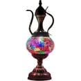 thumbnail image 5 of SILVERFEVER Mosaic Turkish Teapot Lamp Moroccan Glass for Table Desk Bedside Bronze Base Bundle with E12 Light Bulb Rainbow Clouds, 5 of 7