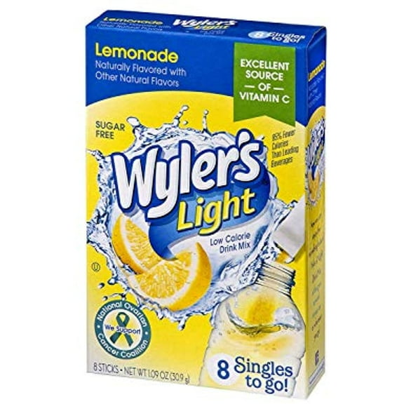 Wylers Light Singles To Go Powder Packets, Water Drink Mix, Lemonade, 24 Single Servings (Pack Of 3)