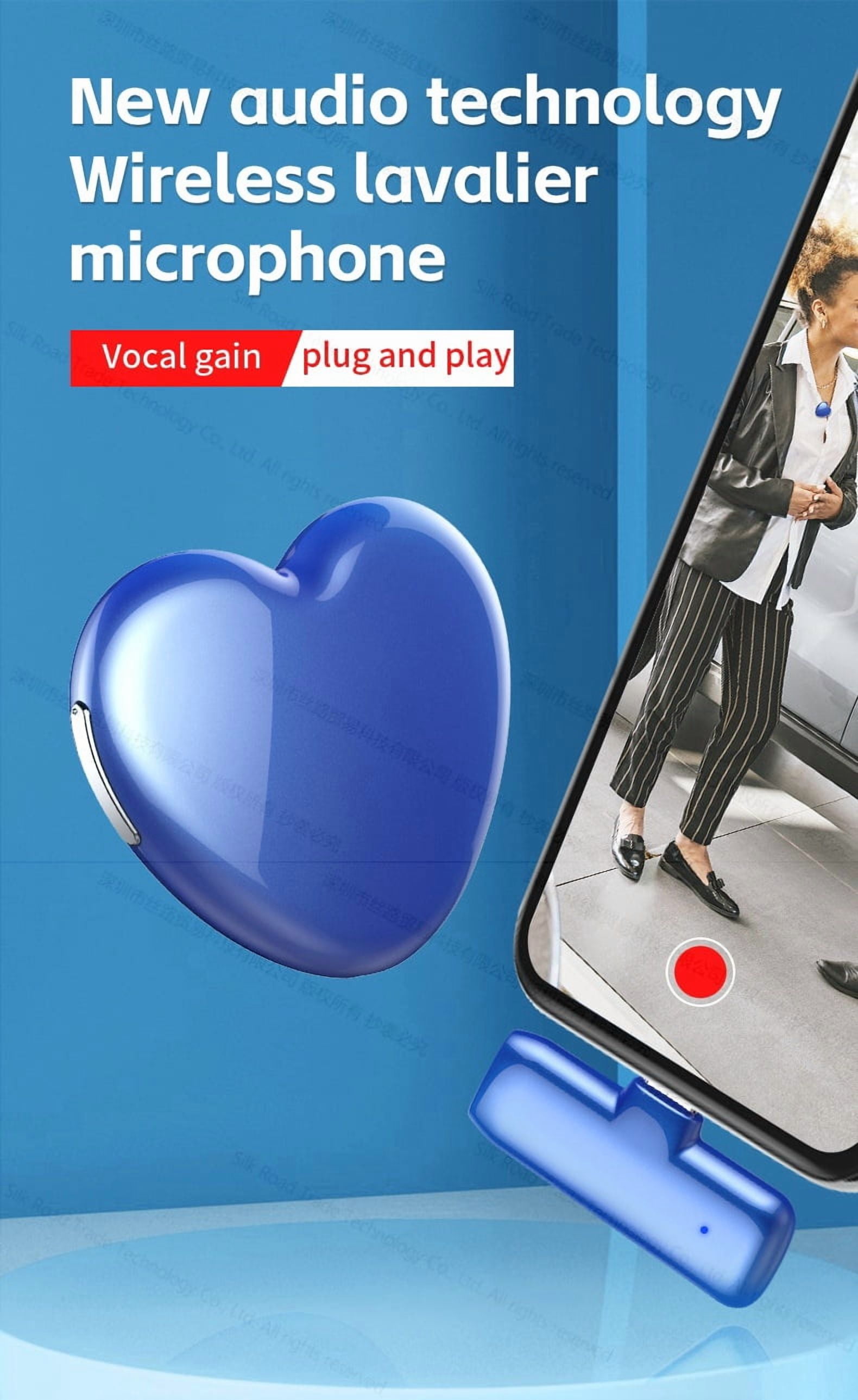 JNN B6 HD Intelligent Noise Reduction Wireless Lavalier Microphone Mic Heart-shaped Stream Receiver with clip for Android device 1-1