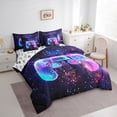 thumbnail image 3 of Manfei Girls Gamepad 7pcs Bedding Comforter Set,Modern Gamer Queen Bedding Sets,Galaxy Starry Sky Queen Sheet Sets,Ultra Soft Home Decor Reversible, 3 of 8