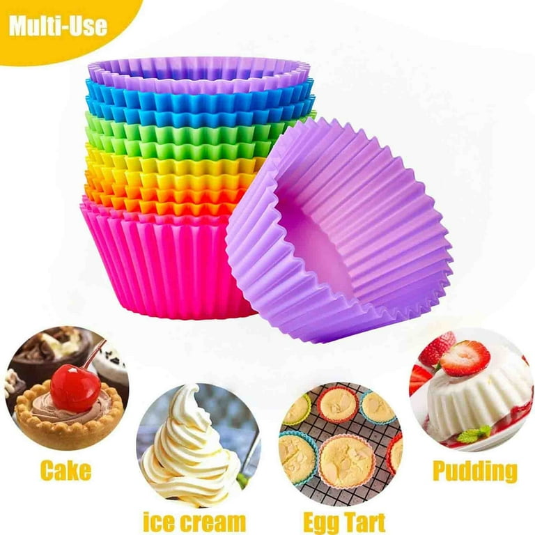 12 Pirottini In Silicone Per Cupcake: Riutilizzabili, Antiaderenti, 6 Colori Arcobaleno, Perfetti Per Festa