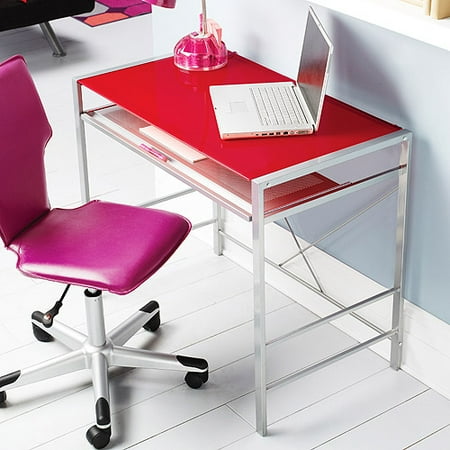 Mainstays Btc Red Glass Desk With Metal - Walmart.com