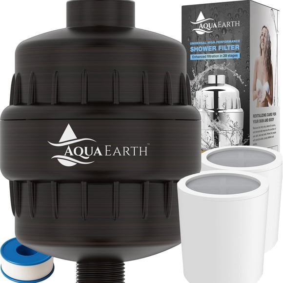Filtro de cabezal de ducha Aqua Earth, 20 etapas, aceite de agua dura, bronce