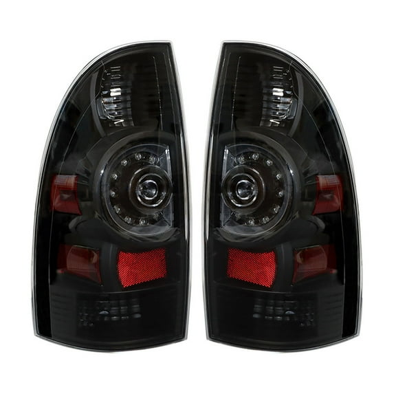 munirater Pair of Black Housing Smoke Lens LED Rear Tail Light Assembly Replacement for 2005-2015 Toyota Tacoma 8156004150 8156004160